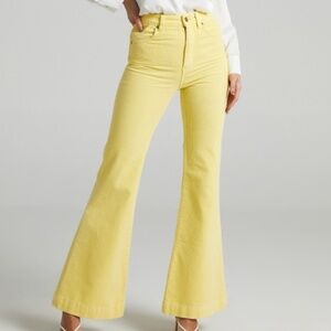Rolla's yellow corduroy Eastcoast Flare high rise pants